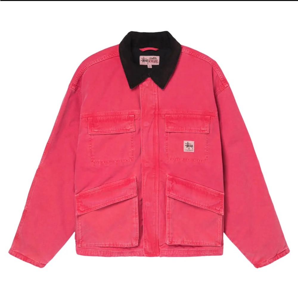 Stussy Pink and Black denim Jacket Classic Workwear Style